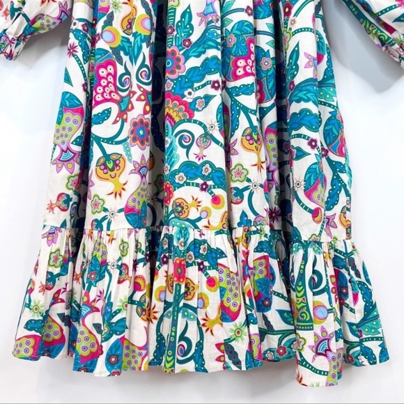 LA Double J Paloma Mini Dress in Tree of Life Bianco Print Size Medium - Picture 11 of 13